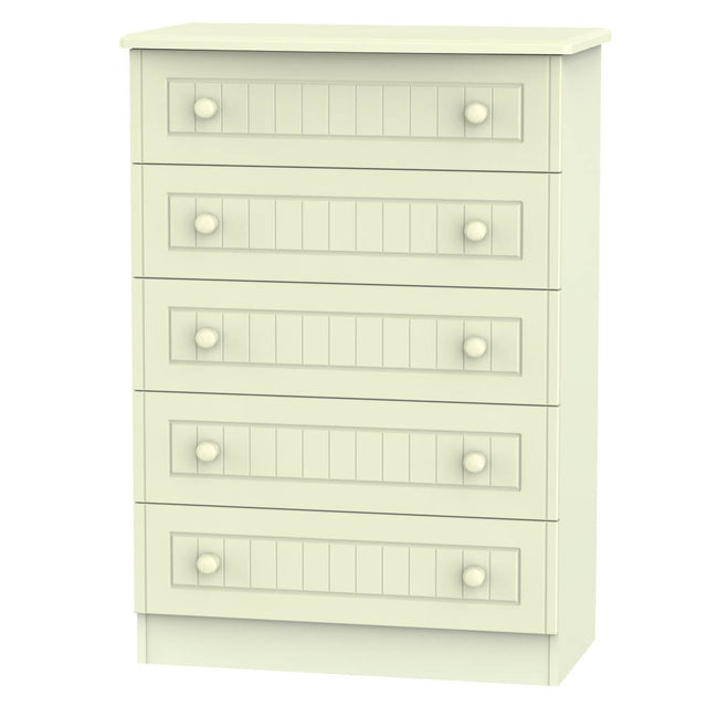 Welcome Furniture Chest of Drawers DefaultTitle Warwick 5 Drawer Chest of Drawers Cream WAR012
