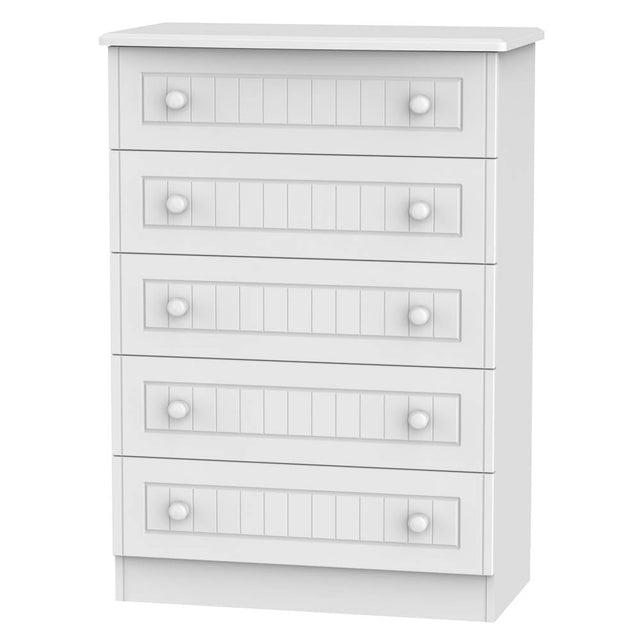Welcome Furniture Chest of Drawers DefaultTitle Warwick 5 Drawer Chest of Drawers White WAR012