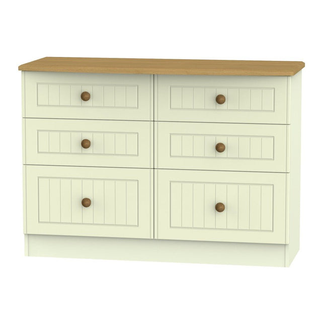 Welcome Furniture Chest of Drawers DefaultTitle Warwick 6 Drawer Midi Chest of Drawers Cream and Oak WAR015