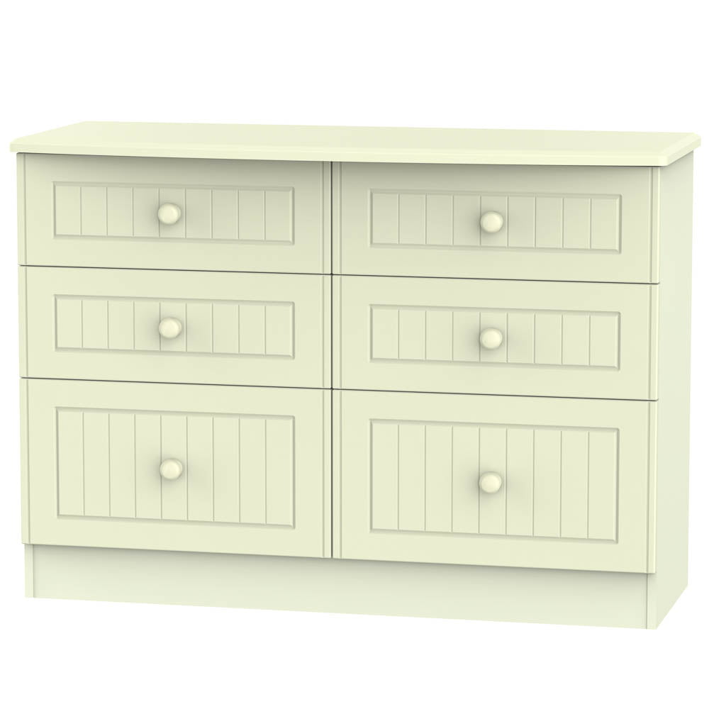 Welcome Furniture Chest of Drawers DefaultTitle Warwick 6 Drawer Midi Chest of Drawers Cream WAR015