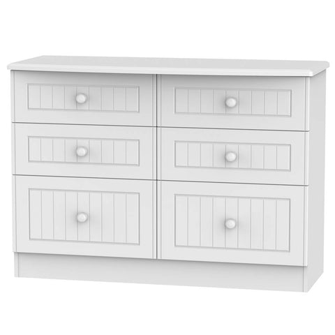 Warwick 6 Drawer Midi Chest of Drawers White WAR015