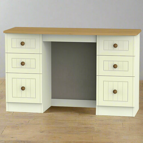 Warwick Kneehole Dressing Table Desk Cream and Oak WAR030