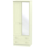 Welcome Furniture Wardrobe DefaultTitle Warwick Tall 2ft 6in 2 Drawer Mirror Wardrobe Cream WAR082
