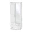 Welcome Furniture Wardrobe DefaultTitle Warwick Tall 2ft 6in 2 Drawer Mirror Wardrobe White WAR082