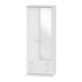 Welcome Furniture Wardrobe DefaultTitle Warwick Tall 2ft 6in 2 Drawer Mirror Wardrobe White WAR082