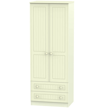 Welcome Furniture Wardrobe DefaultTitle Warwick Tall 2ft 6in 2 Drawer Wardrobe Cream WAR081