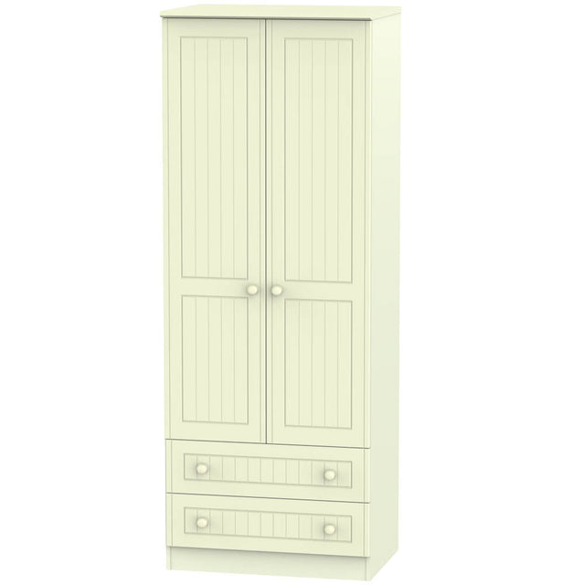 Welcome Furniture Wardrobe DefaultTitle Warwick Tall 2ft 6in 2 Drawer Wardrobe Cream WAR081
