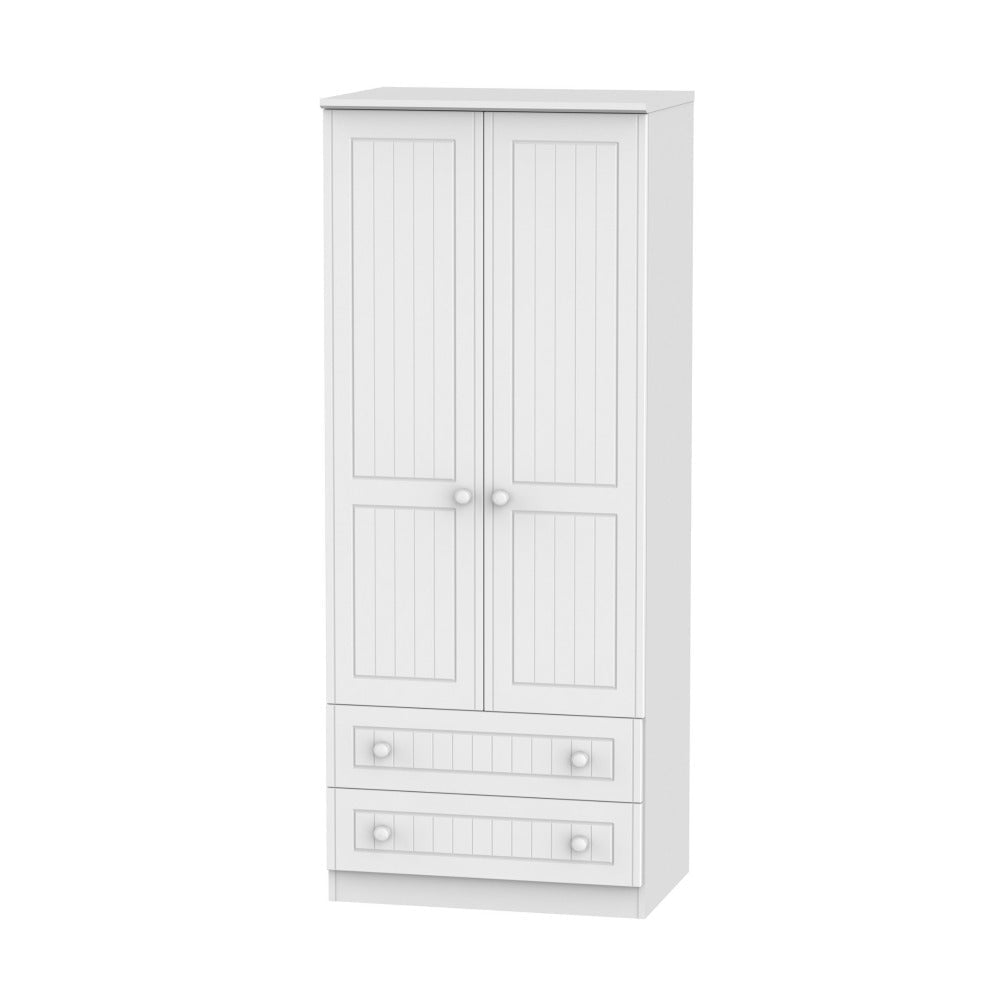 Welcome Furniture Wardrobe DefaultTitle Warwick Tall 2ft 6in 2 Drawer Wardrobe White WAR081