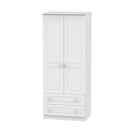 Welcome Furniture Wardrobe DefaultTitle Warwick Tall 2ft 6in 2 Drawer Wardrobe White WAR081