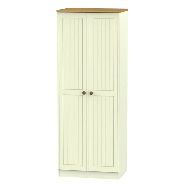 Welcome Furniture Wardrobe DefaultTitle Warwick Tall 2ft 6in Double Hanging Wardrobe Cream and Oak WAR085