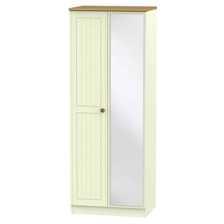 Welcome Furniture Wardrobe DefaultTitle Warwick Tall 2ft 6in Mirror Wardrobe Cream and Oak WAR087