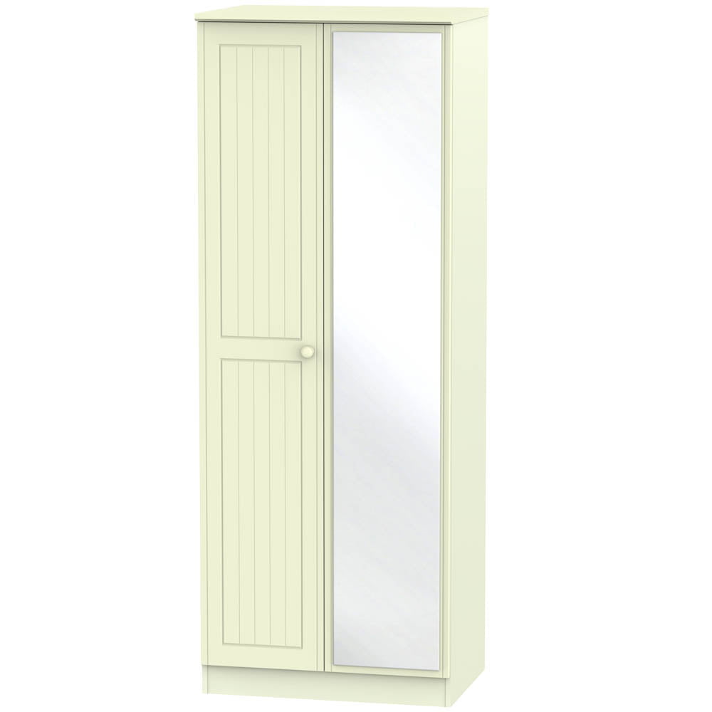 Welcome Furniture Wardrobe DefaultTitle Warwick Tall 2ft 6in Mirror Wardrobe Cream WAR087