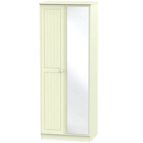 Welcome Furniture Wardrobe DefaultTitle Warwick Tall 2ft 6in Mirror Wardrobe Cream WAR087