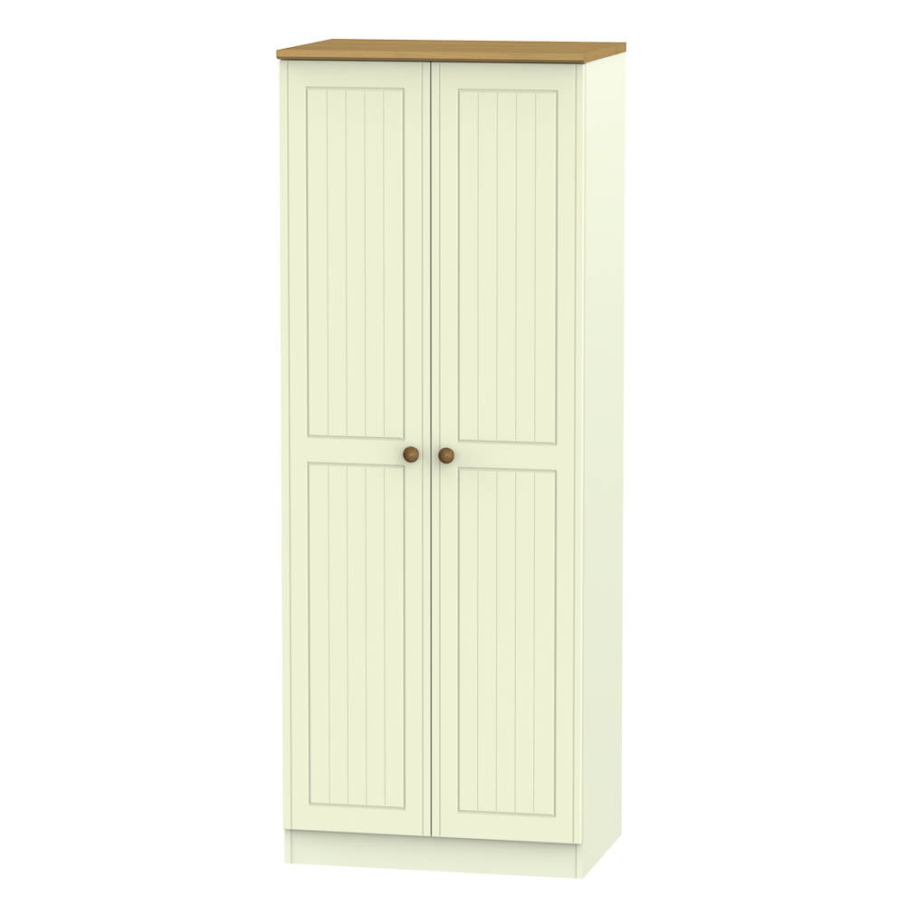Welcome Furniture Wardrobe DefaultTitle Warwick Tall 2ft 6in Plain Wardrobe Cream and Oak WAR080