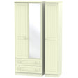 Welcome Furniture Wardrobe DefaultTitle Warwick Tall Triple 2 Drawer Mirror Wardrobe Cream WAR142