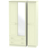 Welcome Furniture Wardrobe DefaultTitle Warwick Tall Triple 2 Drawer Mirror Wardrobe Cream WAR142