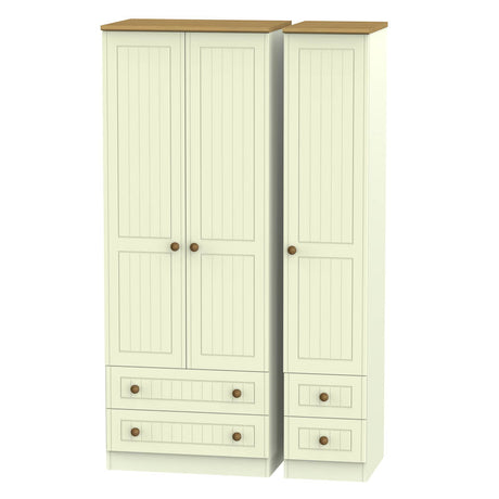 Welcome Furniture Wardrobe DefaultTitle Warwick Tall Triple 2 Drawer plus Drawer Wardrobe Cream and Oak WAR161