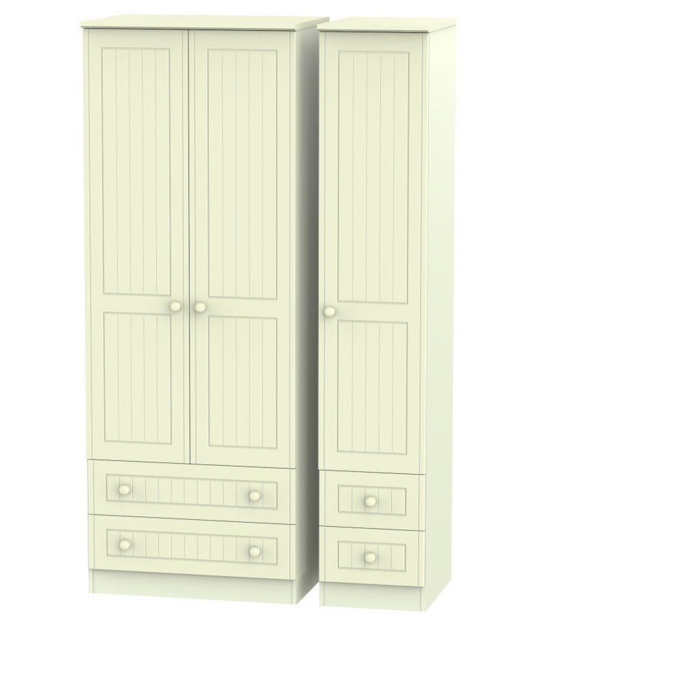 Welcome Furniture Wardrobe DefaultTitle Warwick Tall Triple 2 Drawer plus Drawer Wardrobe Cream WAR161