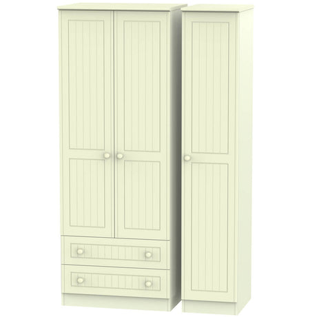 Welcome Furniture Wardrobe DefaultTitle Warwick Tall Triple 2 Drawer Wardrobe Cream WAR141