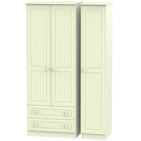 Warwick Tall Triple 2 Drawer Wardrobe Cream WAR141