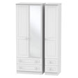 Welcome Furniture Wardrobe DefaultTitle Warwick Tall Triple Mirror plus Drawer Wardrobe White WAR167