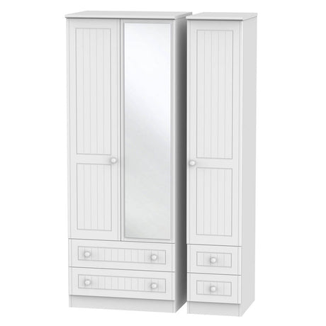 Welcome Furniture Wardrobe DefaultTitle Warwick Tall Triple Mirror plus Drawer Wardrobe White WAR167