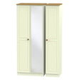 Welcome Furniture Wardrobe DefaultTitle Warwick Tall Triple Mirror Wardrobe Cream and Oak WAR147