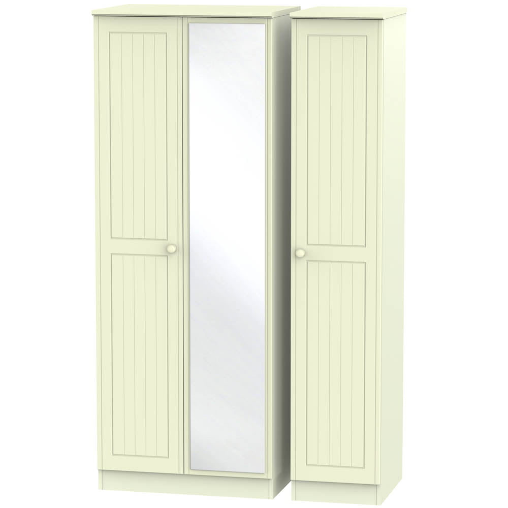 Welcome Furniture Wardrobe DefaultTitle Warwick Tall Triple Mirror Wardrobe Cream WAR147