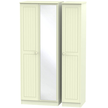 Welcome Furniture Wardrobe DefaultTitle Warwick Tall Triple Mirror Wardrobe Cream WAR147