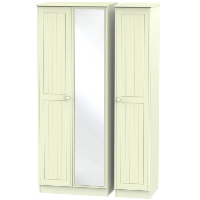 Welcome Furniture Wardrobe DefaultTitle Warwick Tall Triple Mirror Wardrobe Cream WAR147