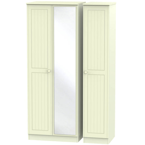 Welcome Furniture Wardrobe DefaultTitle Warwick Tall Triple Mirror Wardrobe Cream WAR147