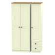 Welcome Furniture Wardrobe DefaultTitle Warwick Tall Triple Plain plus Drawer Wardrobe Cream and Oak WAR160