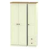 Welcome Furniture Wardrobe DefaultTitle Warwick Tall Triple Plain plus Drawer Wardrobe Cream and Oak WAR160