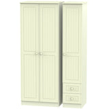 Welcome Furniture Wardrobe DefaultTitle Warwick Tall Triple Plain plus Drawer Wardrobe Cream WAR160