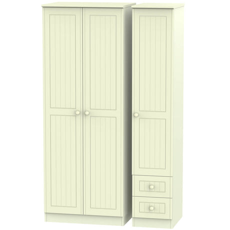 Welcome Furniture Wardrobe DefaultTitle Warwick Tall Triple Plain plus Drawer Wardrobe Cream WAR160