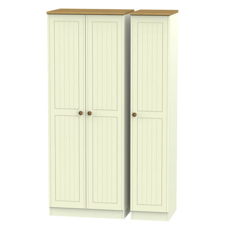 Welcome Furniture Wardrobe DefaultTitle Warwick Tall Triple Plain Wardrobe Cream and Oak WAR140