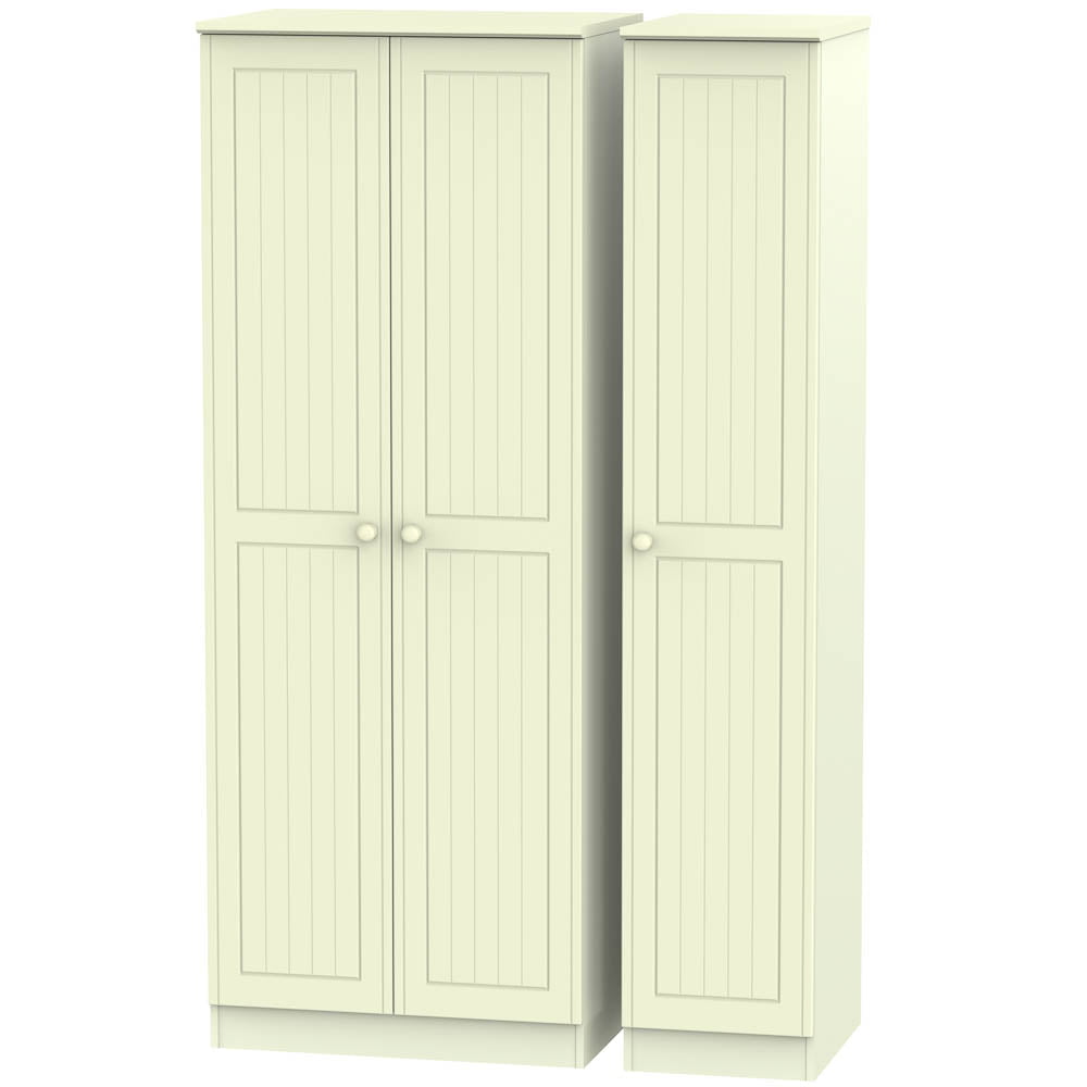 Welcome Furniture Wardrobe DefaultTitle Warwick Tall Triple Plain Wardrobe Cream WAR140