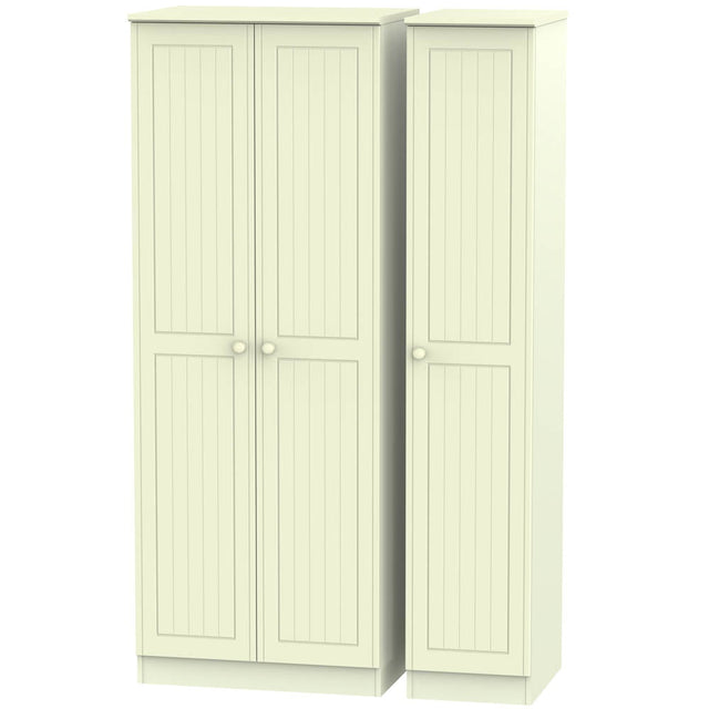 Welcome Furniture Wardrobe DefaultTitle Warwick Tall Triple Plain Wardrobe Cream WAR140