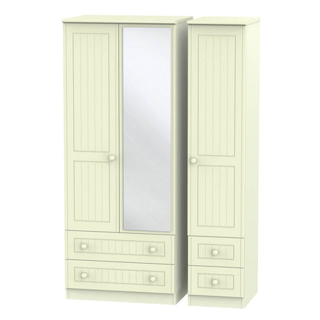 Welcome Furniture Wardrobe DefaultTitle Warwick Triple 2 Drawer Mirror & Drawer Wardrobe Cream WAR152