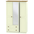 Welcome Furniture Wardrobe DefaultTitle Warwick Triple 2 Drawer Mirror Wardrobe Cream and Oak WAR132