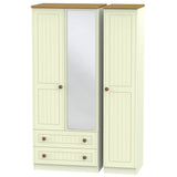 Welcome Furniture Wardrobe DefaultTitle Warwick Triple 2 Drawer Mirror Wardrobe Cream and Oak WAR132