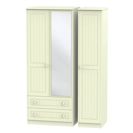 Welcome Furniture Wardrobe DefaultTitle Warwick Triple 2 Drawer Mirror Wardrobe Cream WAR132