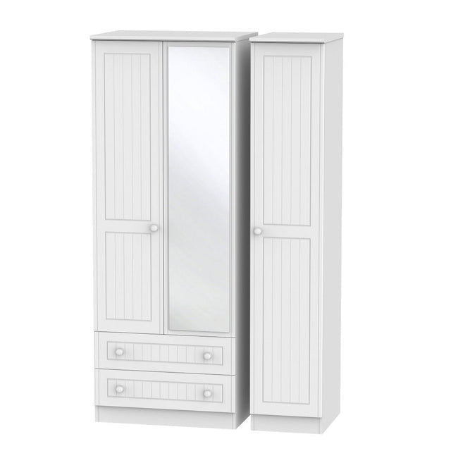 Welcome Furniture Wardrobe DefaultTitle Warwick Triple 2 Drawer Mirror Wardrobe White WAR132