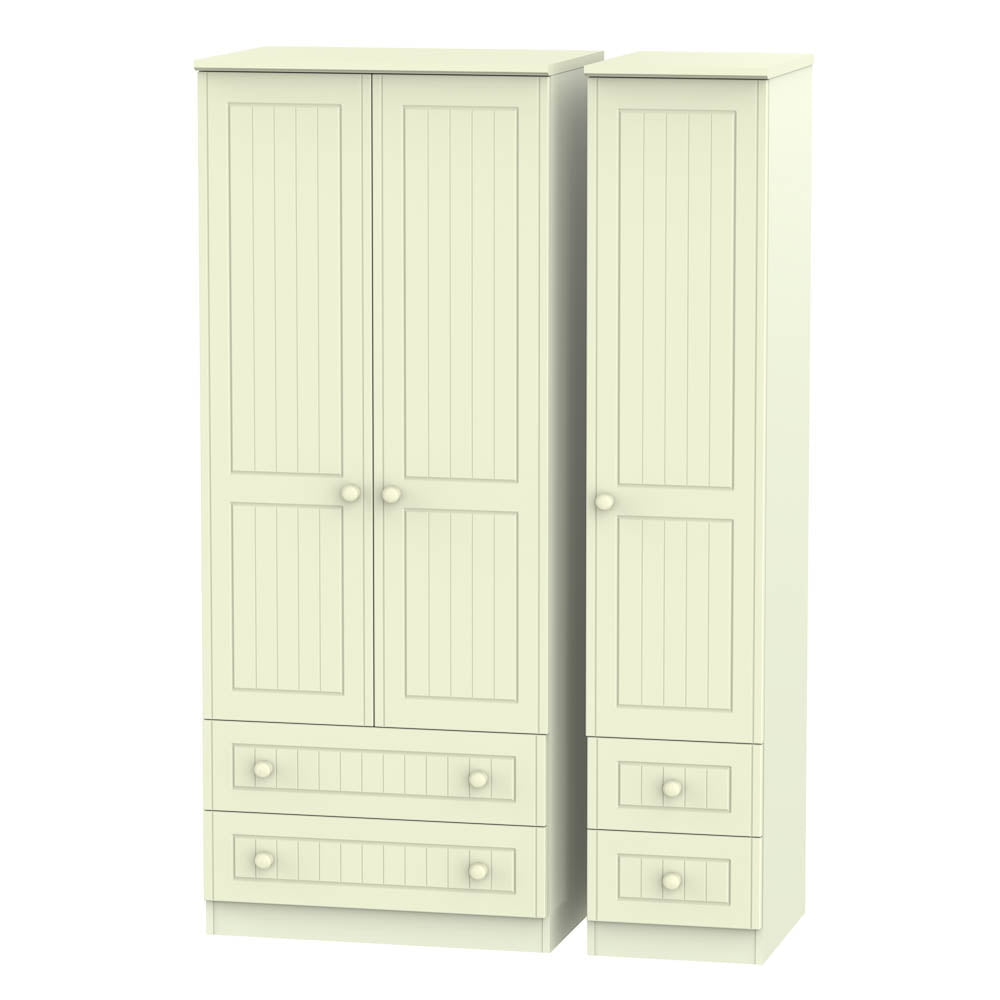 Welcome Furniture Wardrobe DefaultTitle Warwick Triple 2 Drawer plus Drawer Wardrobe Cream WAR151