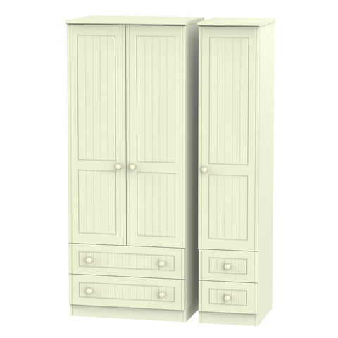 Welcome Furniture Wardrobe DefaultTitle Warwick Triple 2 Drawer plus Drawer Wardrobe Cream WAR151