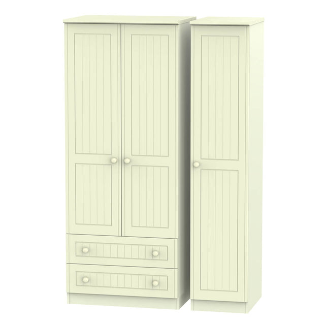 Welcome Furniture Wardrobe DefaultTitle Warwick Triple 2 Drawer Wardrobe Cream WAR131