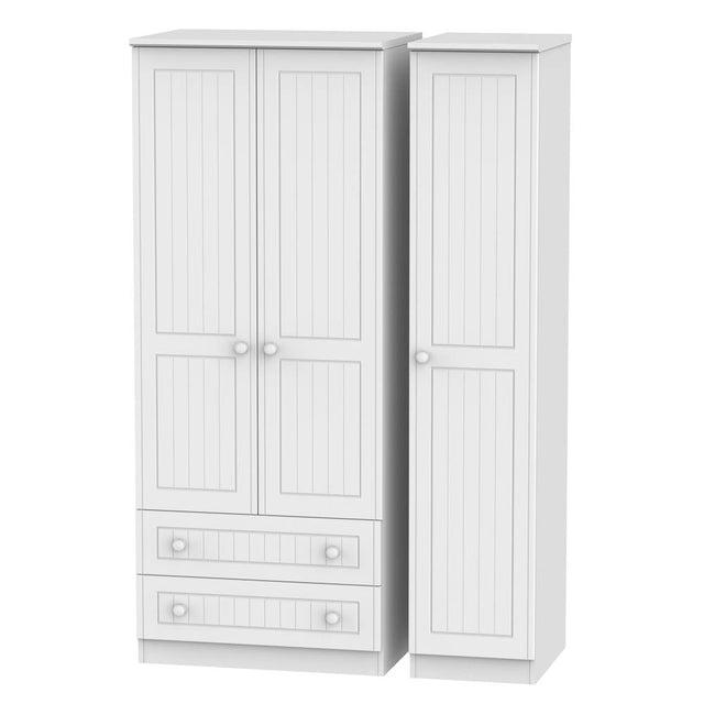 Welcome Furniture Wardrobe DefaultTitle Warwick Triple 2 Drawer Wardrobe White WAR131