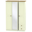 Welcome Furniture Wardrobe DefaultTitle Warwick Triple Mirror plus Drawer Wardrobe Cream and Oak WAR157