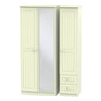 Welcome Furniture Wardrobe DefaultTitle Warwick Triple Mirror plus Drawer Wardrobe Cream WAR157