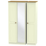 Welcome Furniture Wardrobe DefaultTitle Warwick Triple Mirror Wardrobe Cream and Oak WAR137